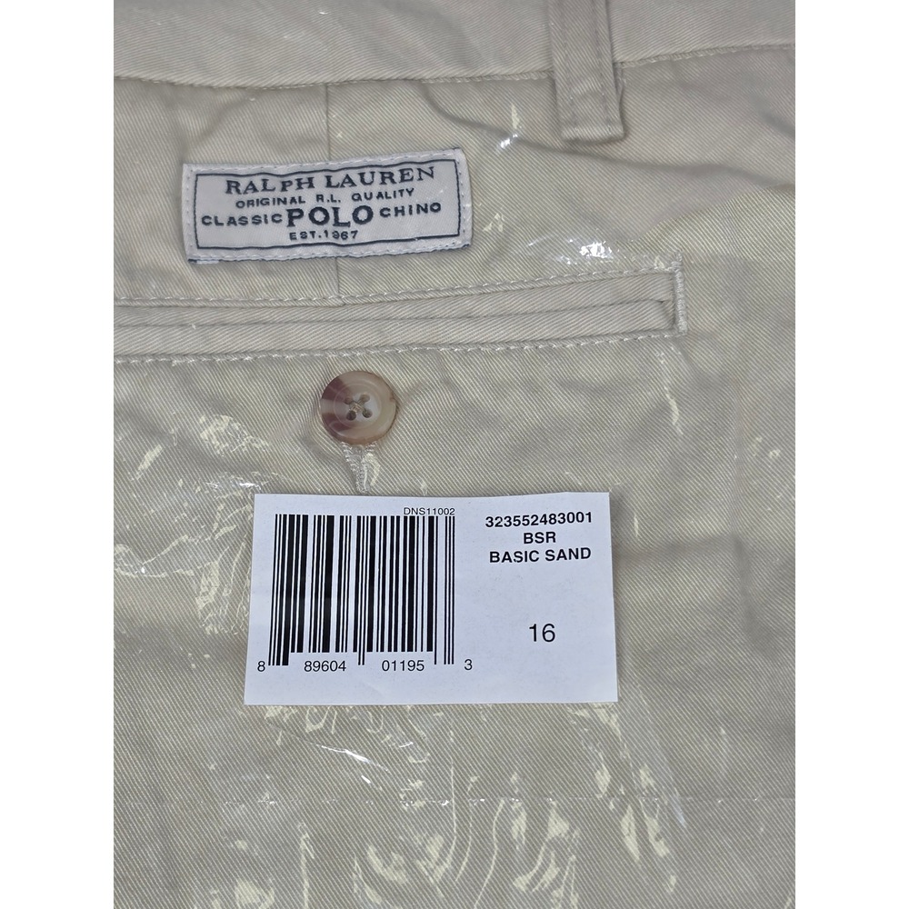 Polo Ralph Lauren Kids Khaki Chino Shorts Basic Sand Size 16 NWT 323552483001 - Picture 3 of 7